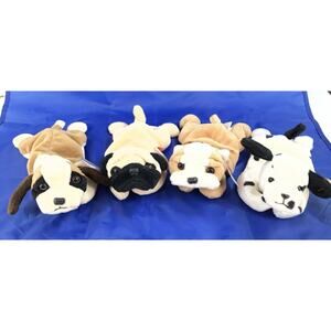 Ty Beanie Babies Dog Bundle (4pcs) Bernie, Pugsly, Wrinkles And Dotty